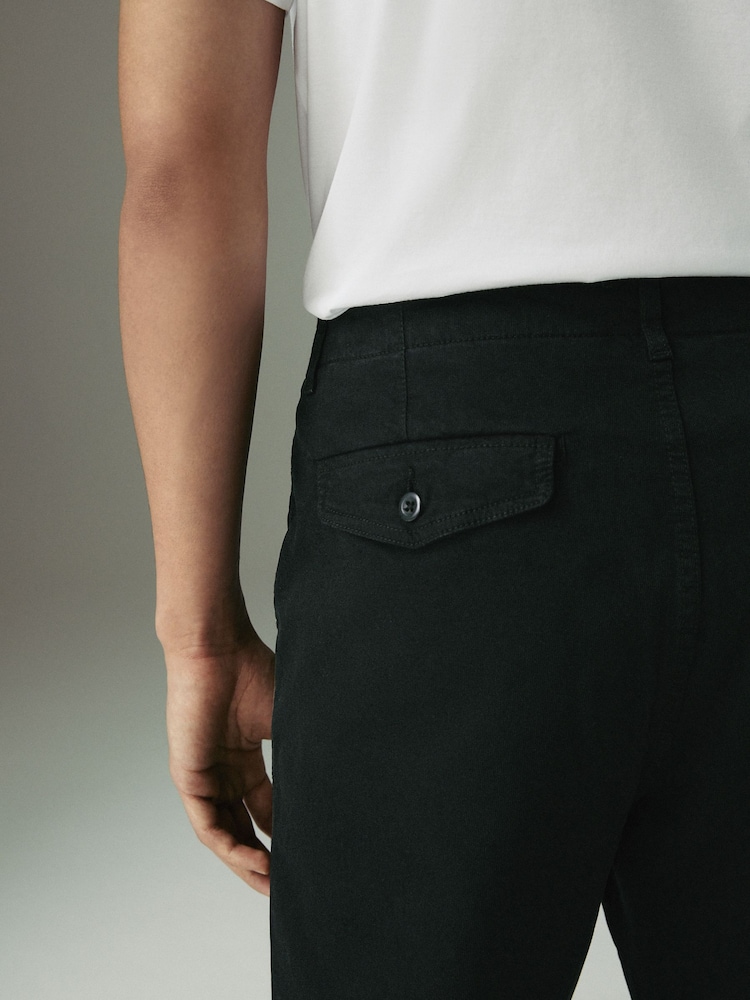 Black Regular Tapered Fit Textured Chino Trousers - Image 5 of 10