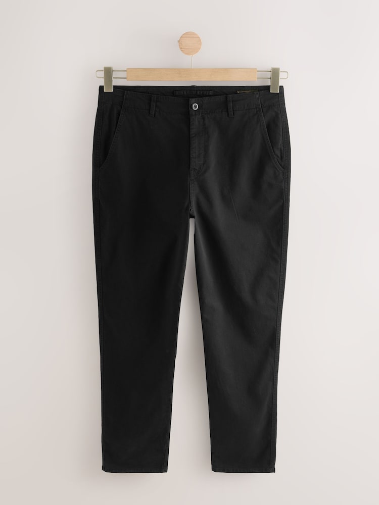 Black Regular Tapered Fit Textured Chino Trousers - Image 7 of 10