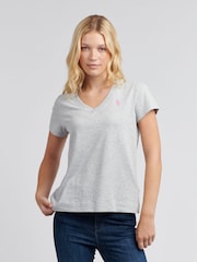 U.S. Polo Assn. Grey Womens Regular Fit V-Neck T-Shirt - Image 1 of 7