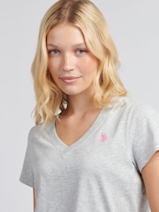 U.S. Polo Assn. Grey Womens Regular Fit V-Neck T-Shirt - Image 2 of 7