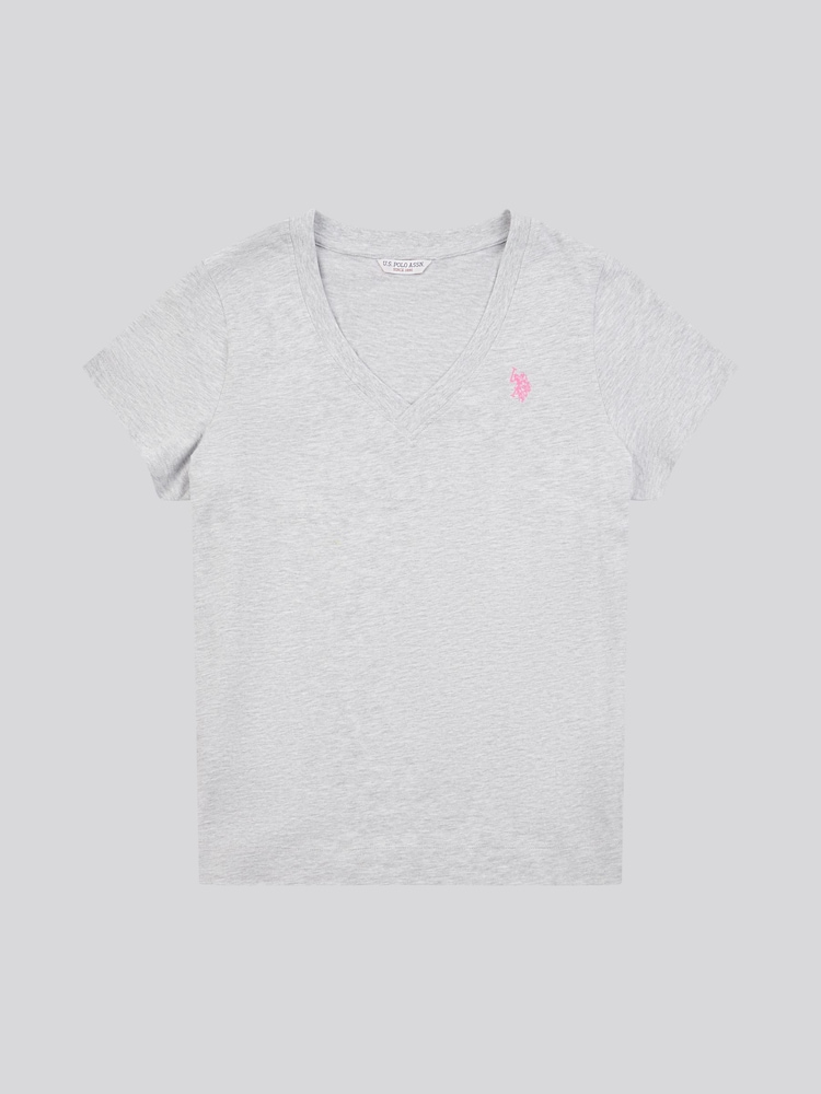 U.S. Polo Assn. Grey Womens Regular Fit V-Neck T-Shirt - Image 5 of 7