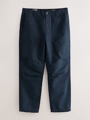 Navy Relaxed Fit Fatigue Pocket Cotton Linen Trousers - Image 1 of 4