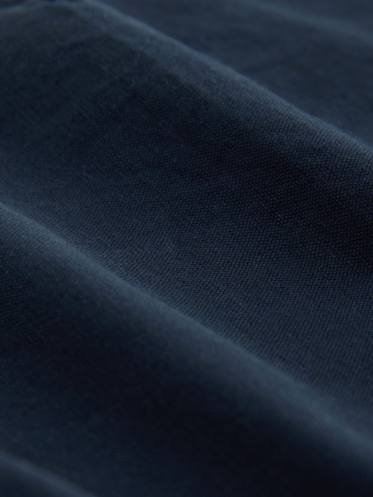 Navy Relaxed Fit Fatigue Pocket Cotton Linen Trousers - Image 2 of 4