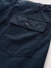 Navy Relaxed Fit Fatigue Pocket Cotton Linen Trousers - Image 4 of 4