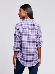 U.S. Polo Assn. Womens Purple 100% Cotton Loose Fit Brushed Check Shirt - Image 4 of 4