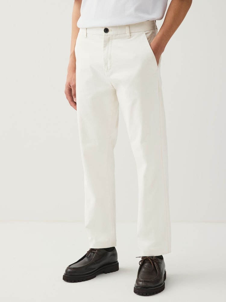 Ecru White Straight Fit Stretch Chinos Trousers - Image 1 of 9