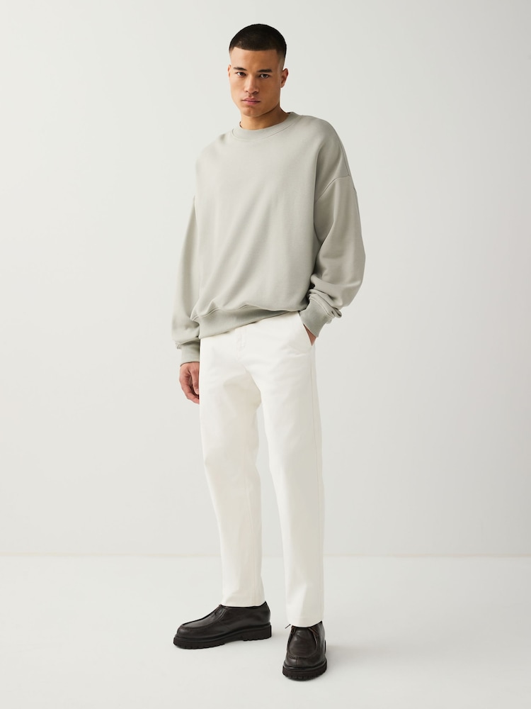 Ecru White Straight Fit Stretch Chinos Trousers - Image 2 of 9