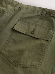 Khaki Green Relaxed Fit Fatigue Pocket Cotton Linen Trousers - Image 10 of 10
