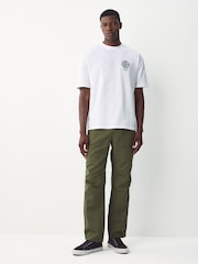 Khaki Green Relaxed Fit Fatigue Pocket Cotton Linen Trousers - Image 3 of 10