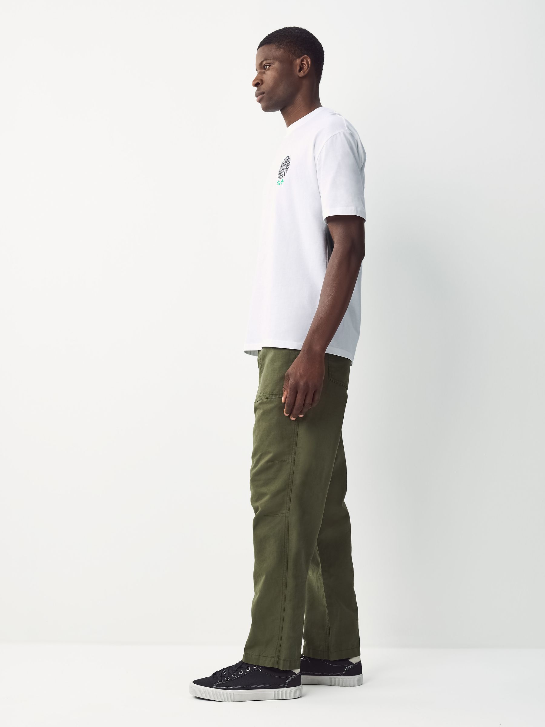 NKNIT low rise slacks size③ Buy Khaki Green Relaxed Fit Fatigue Pocket Cotton Linen Trousers