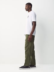 Khaki Green Relaxed Fit Fatigue Pocket Cotton Linen Trousers - Image 4 of 10