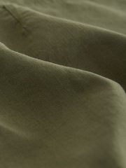 Khaki Green Relaxed Fit Fatigue Pocket Cotton Linen Trousers - Image 9 of 10