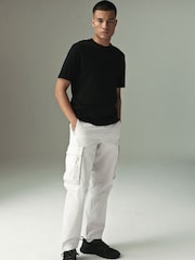 Ecru White Regular Tapered Fit Tech Stretch Utility Cargo Trousers - Image 2 of 9