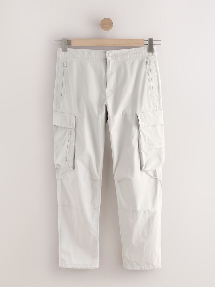 Ecru White Regular Tapered Fit Tech Stretch Utility Cargo Trousers - Image 6 of 9