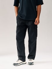 Black Relaxed Fit Cotton Stretch Cargo Trousers - Image 1 of 11
