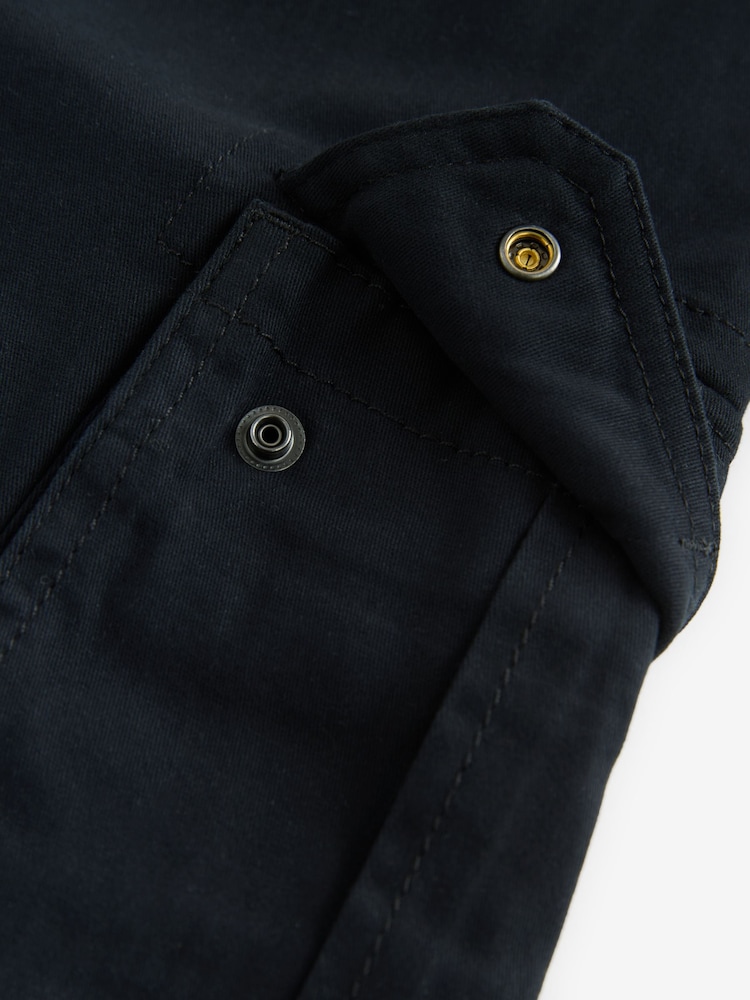 Black Relaxed Fit Cotton Stretch Cargo Trousers - Image 11 of 11