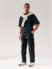 Black Relaxed Fit Cotton Stretch Cargo Trousers - Image 2 of 11