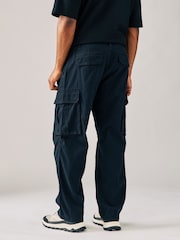 Black Relaxed Fit Cotton Stretch Cargo Trousers - Image 3 of 11