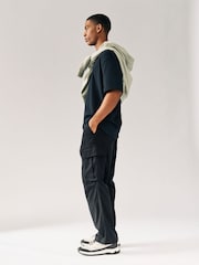 Black Relaxed Fit Cotton Stretch Cargo Trousers - Image 4 of 11