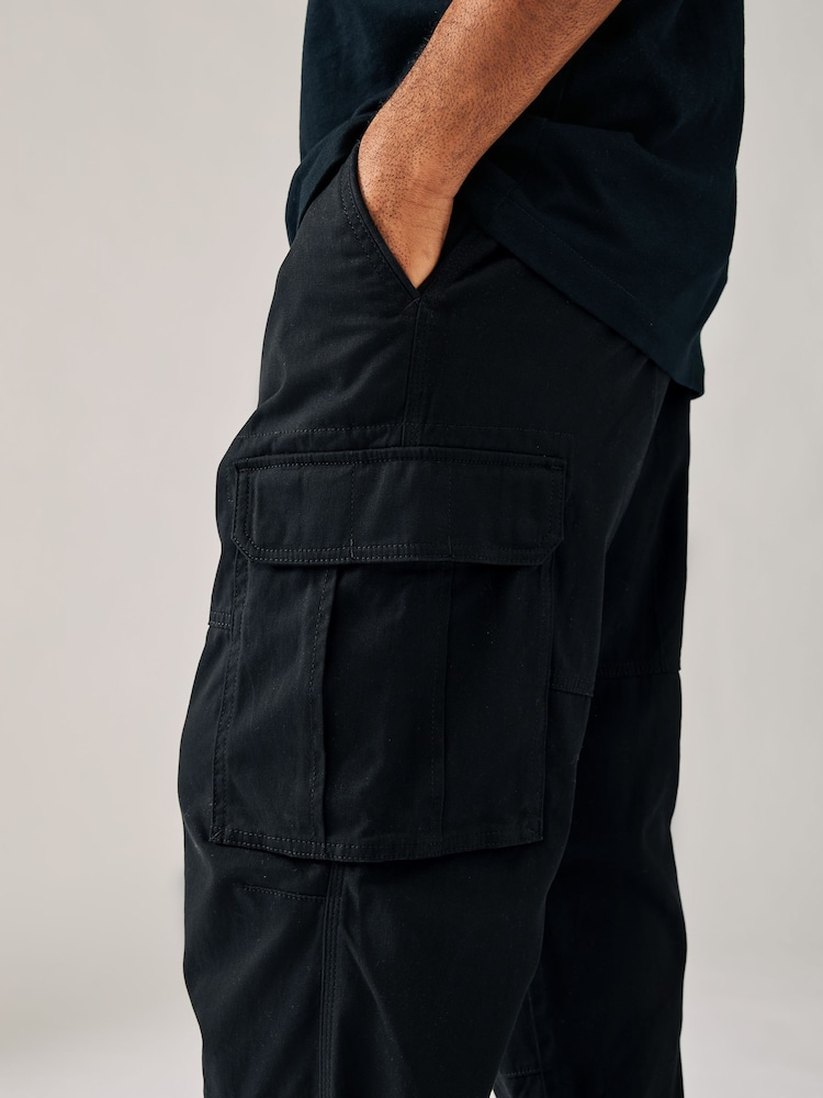 Noir - Coupe ample - Pantalon cargo stretch en coton - Image 5 of 11