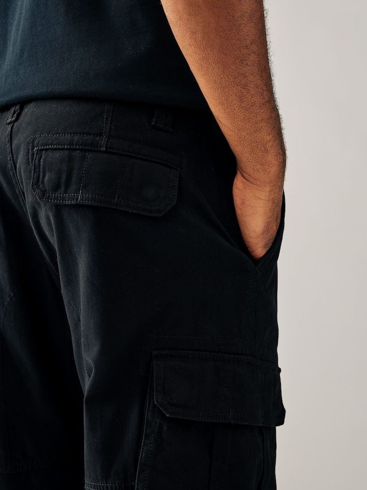 Noir - Coupe ample - Pantalon cargo stretch en coton - Image 6 of 11