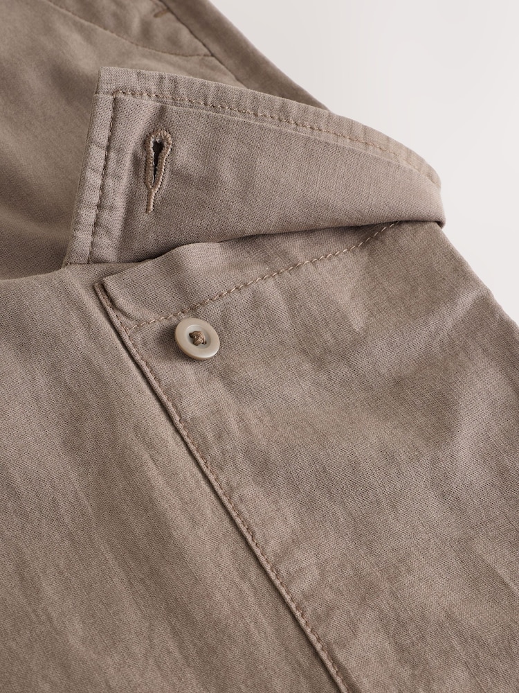 Pilzbraun - Linen Cotton Cargo Trousers - Bild 11 von 11