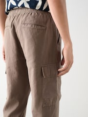 Marrom cogumelo - Calças cargo de Linen e algodão - Imagem 4 de 10
