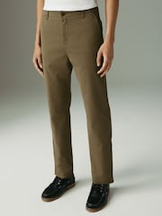 Tan Brown Regular Tapered Fit Textured Chino Trousers - Image 1 of 11