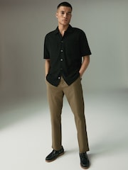 Tan Brown Regular Tapered Fit Textured Chino Trousers - Image 2 of 11