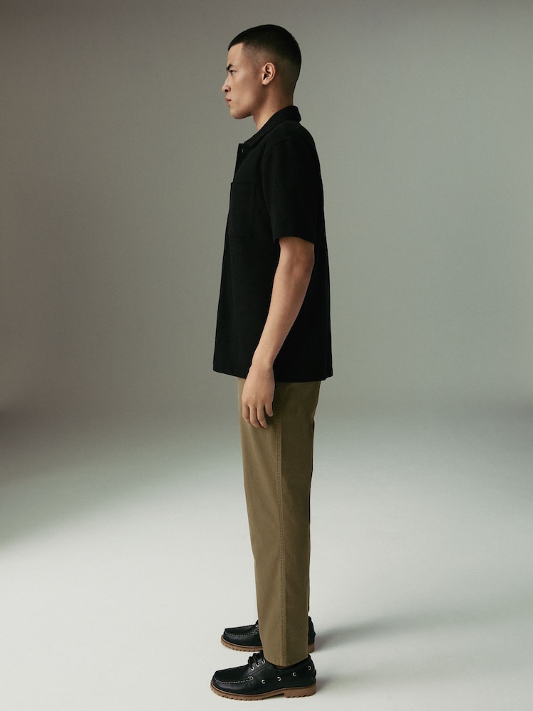 Tan Brown Regular Tapered Fit Textured Chino Trousers - Image 3 of 11