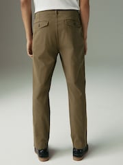 Tan Brown Regular Tapered Fit Textured Chino Trousers - Image 4 of 11