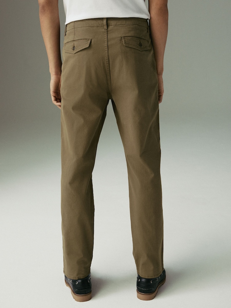 Tan Brown Regular Tapered Fit Textured Chino Trousers - Image 4 of 11