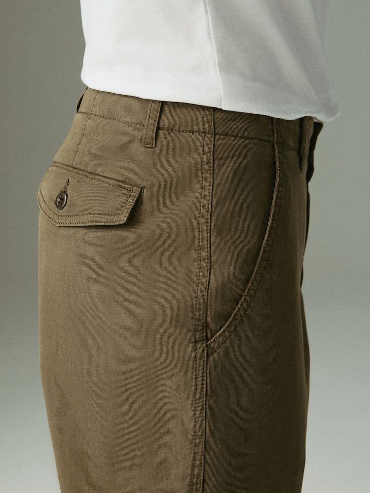 Tan Brown Regular Tapered Fit Textured Chino Trousers - Image 6 of 11