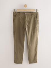 Tan Brown Regular Tapered Fit Textured Chino Trousers - Image 8 of 11