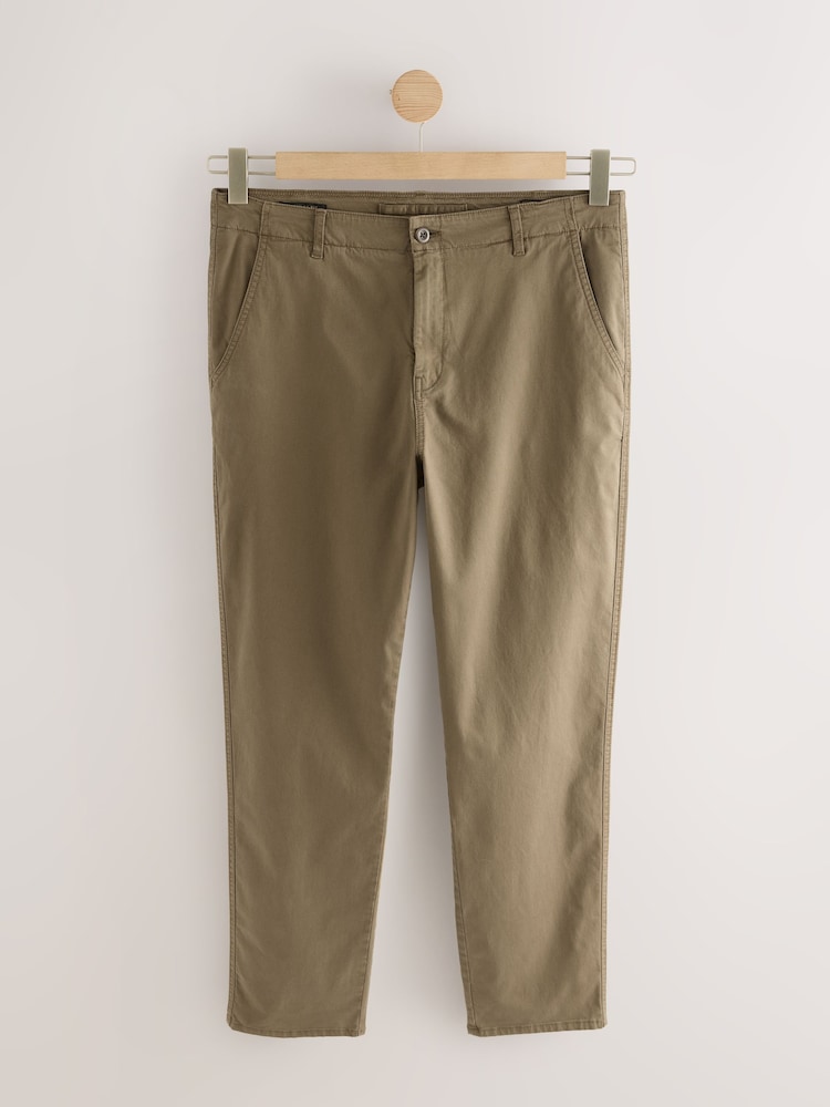 Tan Brown Regular Tapered Fit Textured Chino Trousers - Image 8 of 11