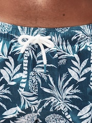 Navy Blue Pineapple Printed Swim Shorts - Image 6 of 9