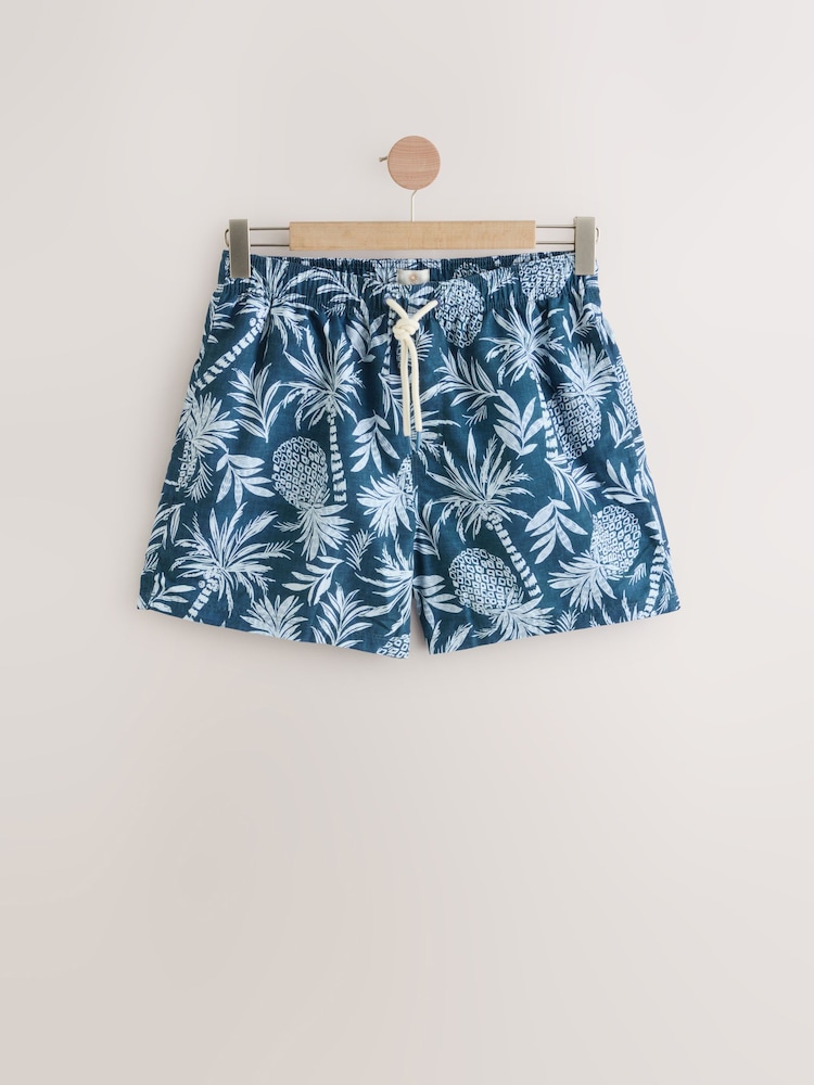 Navy Blue Pineapple Printed Swim Shorts - Image 7 of 9