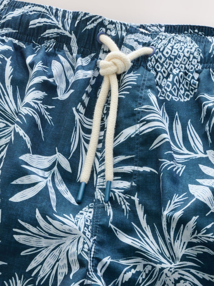 Navy Blue Pineapple Printed Swim Shorts - Image 9 of 9
