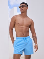 Bright Blue Stripe Seersucker Swim Shorts - Image 4 of 9