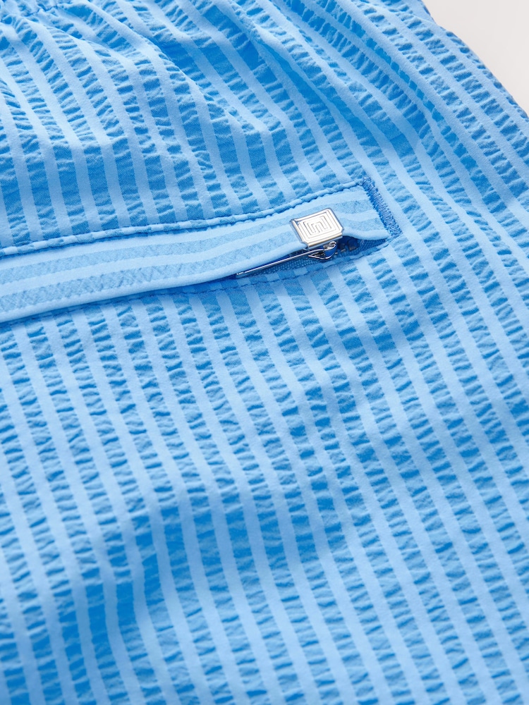 Bright Blue Stripe Seersucker Swim Shorts - Image 9 of 9