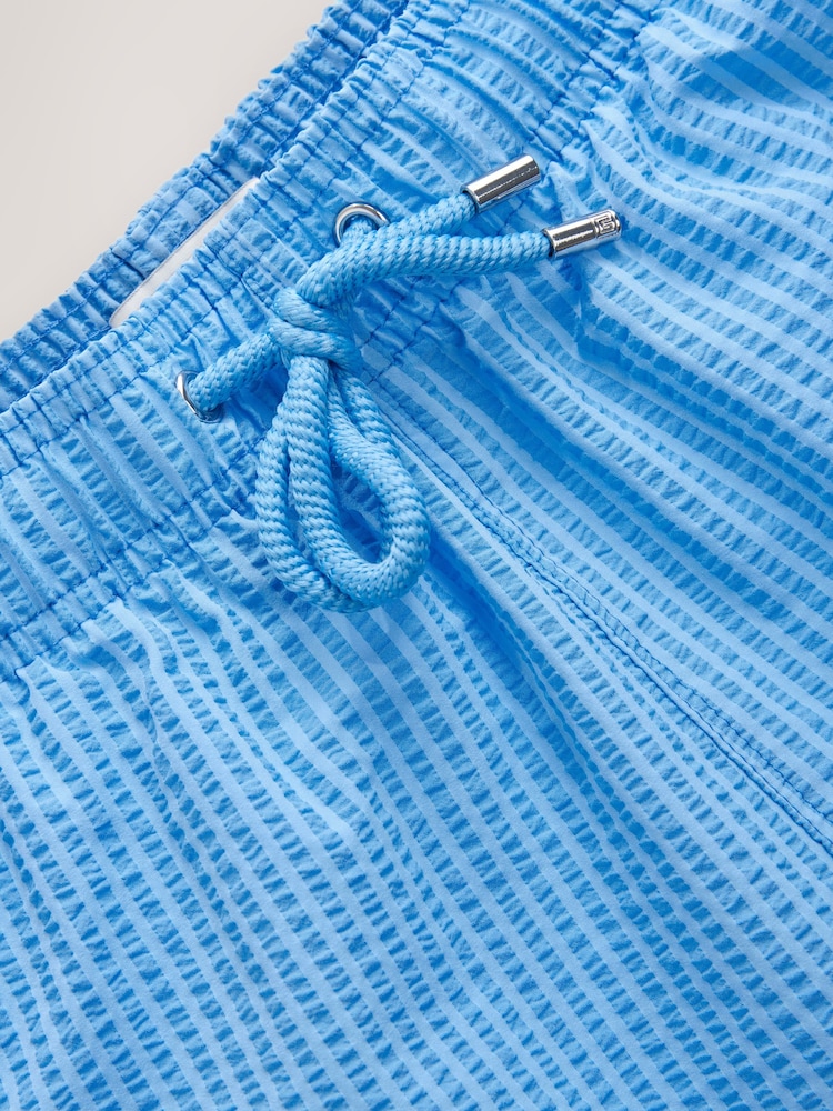 Bright Blue Stripe Seersucker Swim Shorts - Image 9 of 9 Bright Blue Stripe Seersucker Swim Shorts - Image 9 of 9