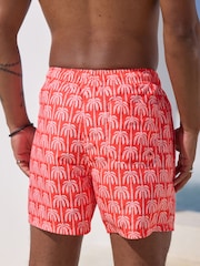 Coral Pink Palm Printed Swim Shorts - Image 3 of 9