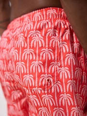 Coral Pink Palm Printed Swim Shorts - Image 6 of 9