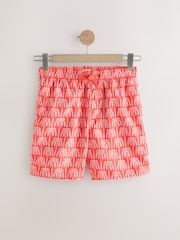 Coral Pink Palm Printed Swim Shorts - Image 7 of 9