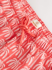 Coral Pink Palm Printed Swim Shorts - Image 8 of 9