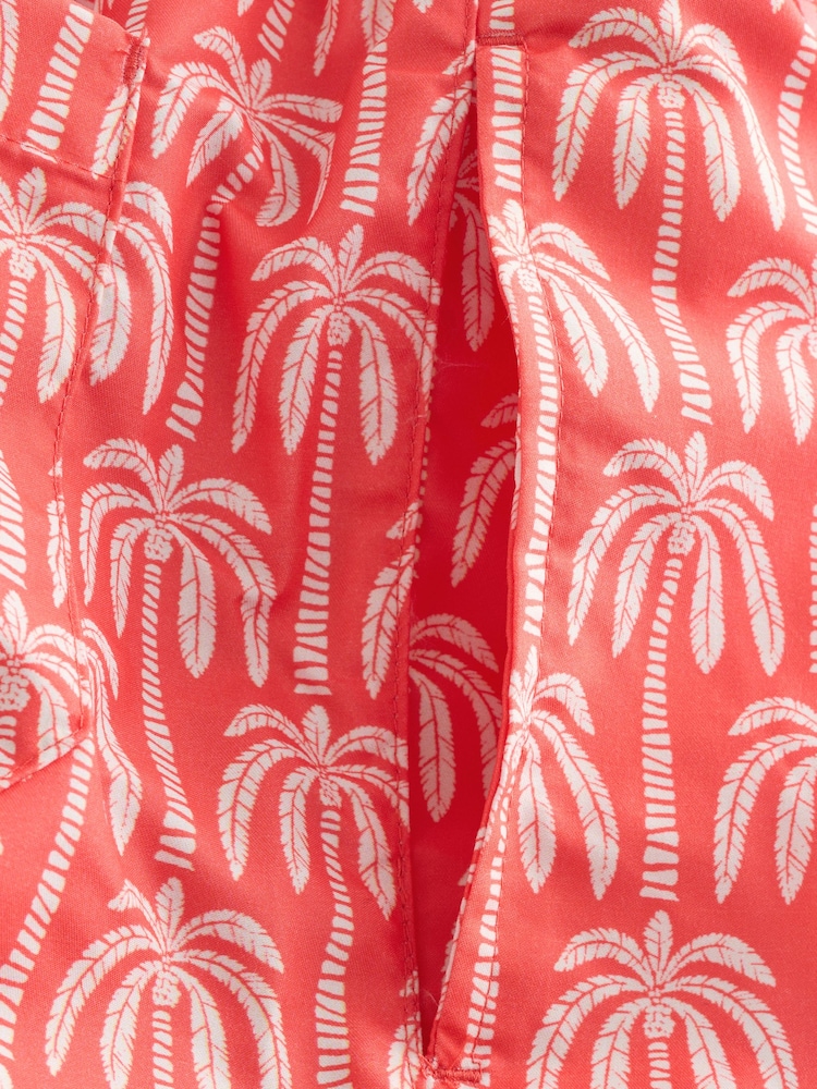 Coral Pink Palm Printed Swim Shorts - Image 9 of 9