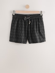 Black Flock Printed Swim Shorts - Image 7 of 9