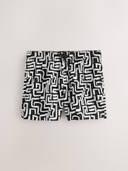 Black/White Printed Seersucker Swim Shorts - Image 7 of 9