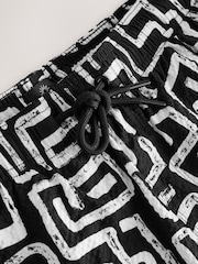 Black/White Printed Seersucker Swim Shorts - Image 8 of 9