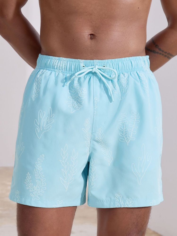 Light Blue Embroidered Swim Shorts - Image 1 of 8
